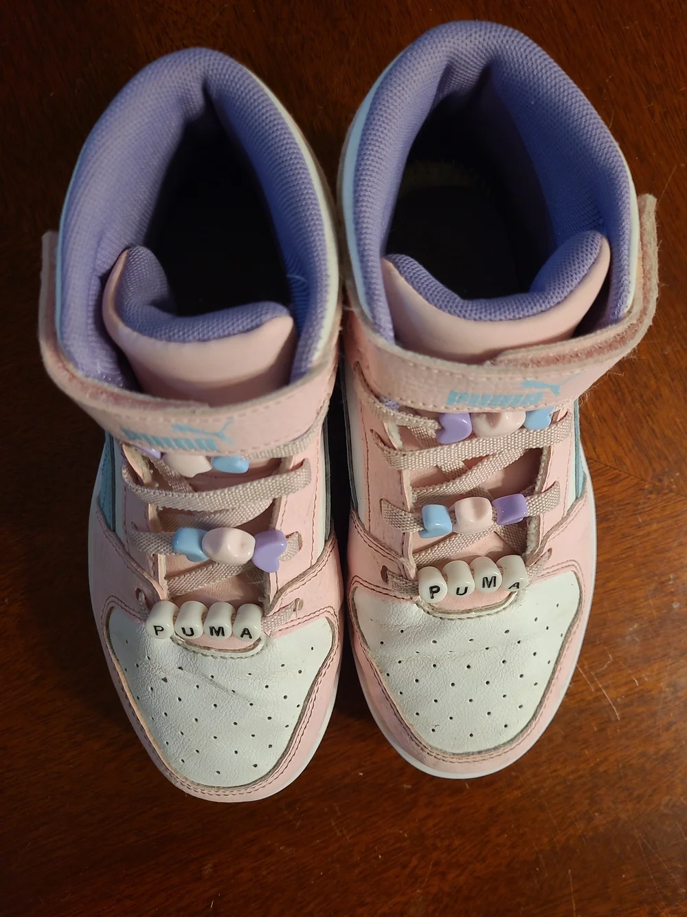 Puma Rebound Layup Friendship Girls, High-Top Sneakers with Star Beads, Pink 1Y